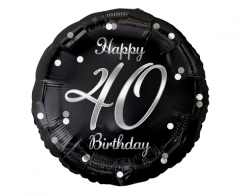 Standard B&C Happy 40 Birthday Black Silver Printing folijski balon