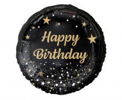 Standard B&C Happy Birthday Black folijski balon