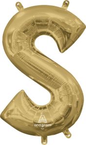 Mini folijski balon slovo S White Gold