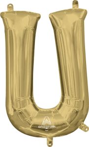 Mini folijski balon slovo U White Gold