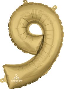Mini folijski balon broj 9 White Gold