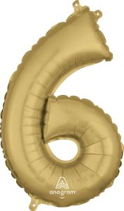 Mini folijski balon broj 6  White Gold
