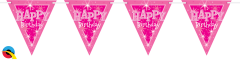 Zastavice Happy Bday Pink Sparkle 3,6m (16 zastavica)