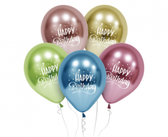 Latex baloni Happy Birthday Platinum Asorted