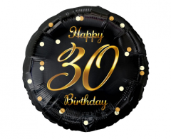 Standard B&C Happy 30 Birthday Black Gold  Printing folijski balon