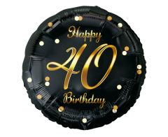 Standard B&C Happy 40 Birthday Black Gold  Printing folijski balon