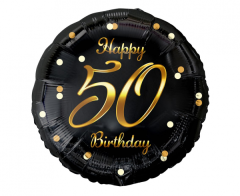 Standard B&C Happy 50 Birthday Black Gold  Printing folijski balon