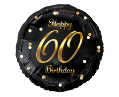 Standard B&C Happy 60 Birthday Black Gold  Printing folijski balon