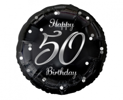 Standard B&C Happy 50 Birthday Black Silver Printing folijski balon