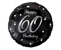 Standard Happy 60 Birthday Black Silver Printing folijski balon