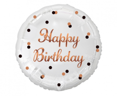 Standard B&C Happy Birthday White Rosegold Printing folijski balon