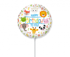 Mini FX Happy Birthday Animals folijski balon na štapiću