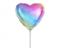 Mini Heart Gradient pastel 9" FX folijski balon na štapiću