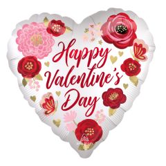 Maxi Satin Painted Flowers Heart folijski balon