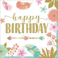 BOHO Birthday Girl salvete 25x25 cm