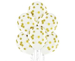 Latex baloni 30 cm Stars Clear 6 kom