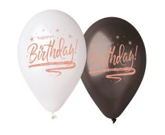 Latex baloni 30 cm Happy Birthday black&white