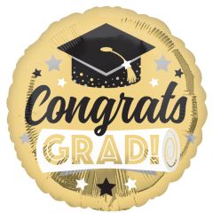 Standard Congats Grad Shiny Gold folijski balon