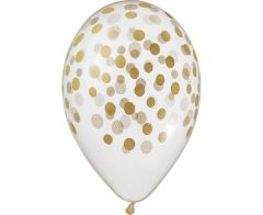 Latex baloni 30 cm Gold Confetti transpatent