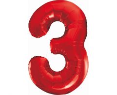 Folijski balon B&C broj 3 Red 85 cm
