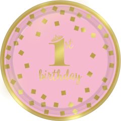 1st Birthday Pink & Gold tanjuri 18 cm