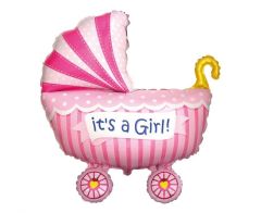 Maxi Girls  Pram Pink folijski balon 89x74 cm