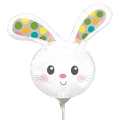Mini Spotted Bunny Head folijski balon na štapiću