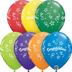 Lateks baloni 28cm Congratulations Streamers Carnival Ast 