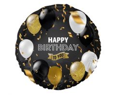Standard Happy Birthday To You black,gold folijski balon