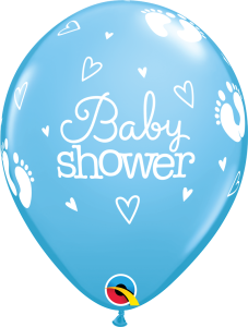 Lateks baloni 28cm Baby Shower Footprints&Hearts Pale Blue 