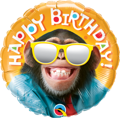 Mini Bday Smilin´Chimp folijski balon na štapiću