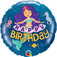 Mini Happy Bday Mermaid folijski balon na štapiću
