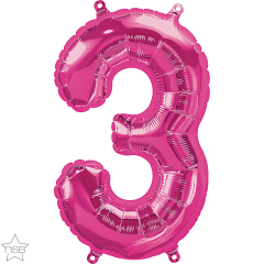 Mini folijski balon broj 3 Magenta  