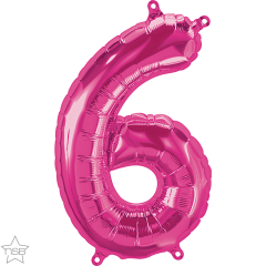 Mini folijski balon broj 6 Magenta  