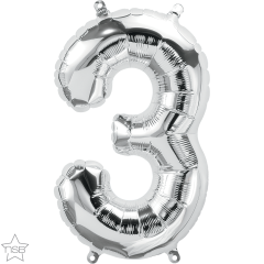 Mini folijski balon broj 3 Silver  