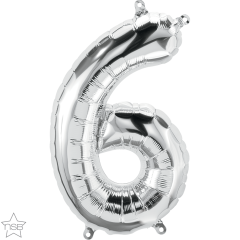 Mini folijski balon broj 6 Silver  