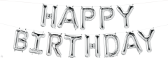 Mini folijski balon natpis Happy Birthday Silver