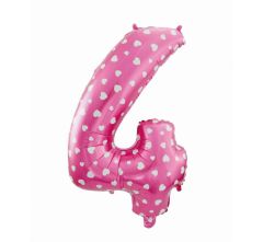 Mid size folijaski balon broj 4 Pink with hearts