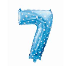 Mid size folijski balon broj 7 Blue with stars