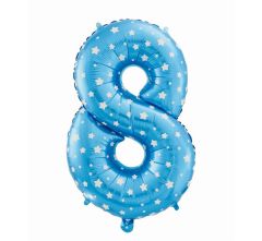 Mid size folijski balon broj 8 Blue with stars