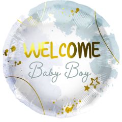 Standard Welcome Baby Boy blue,gold folijski balon