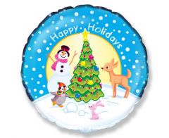 Standard Happy Holidays and Christmas Tree folijski balon