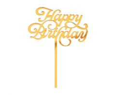 Dekoracija za tortu Happy Birthday gold