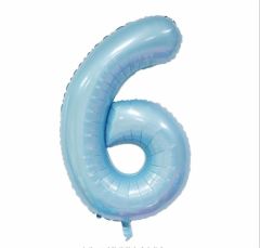 Folijski balon broj 6 Pastel Blue