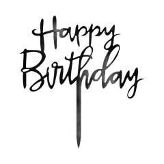 Happy Birthday cake topper black