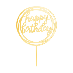 Happy Birthday topper za tortu okrugli rose gold