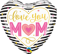 Mini Love You Mum Stripes folijski balon na štapiću