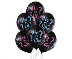 Latex baloni 30 cm He or She Black