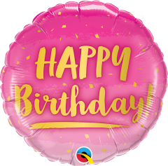 Standard Bday Gold & Pink folijski balon