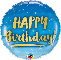 Standard Bday Gold & Blue folijski balon